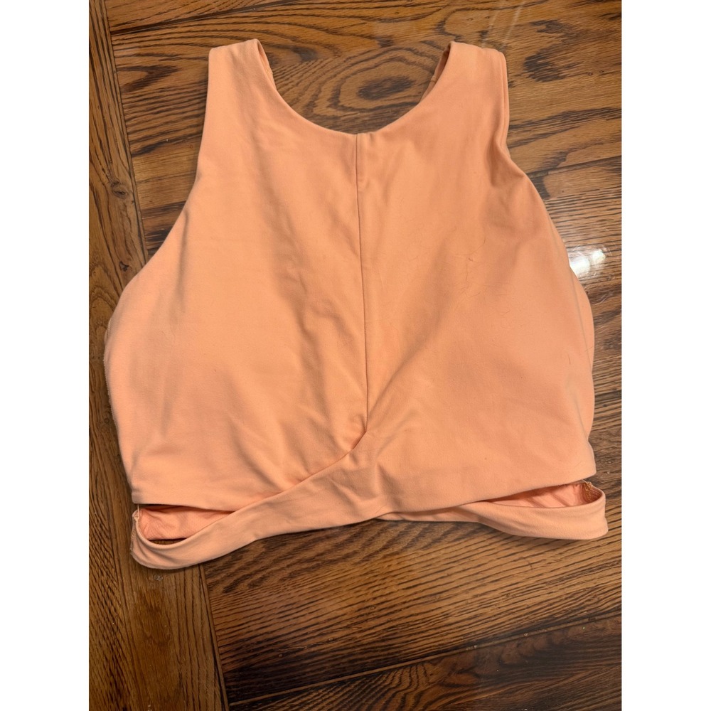 Athleta Twist Tank Womens Large Orange Cropped Keyhole Back Activewear Top
